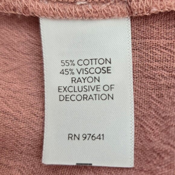 J. Jill Rose Pink Peasant Blouse Embroidered 3/4 Sleeves Pleated Back XS Petite - Picture 8 of 9